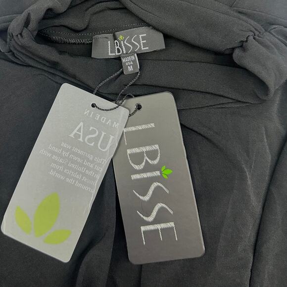 LBisse Travelers Long Sleeve High Neck  Midi Dress Black Women's Size Medium - Picture 5 of 5